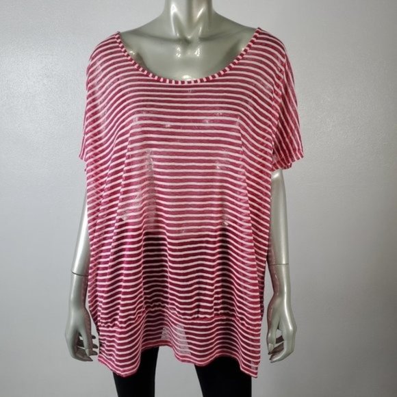 Lane Bryant Pink‎ Stripe Top Plus Size 22/24 - Picture 2 of 6
